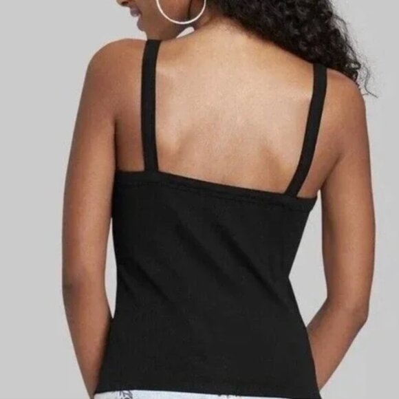 Wild Fable Black Cotton Blend New Washed Tank Top Square Back Women’s Size Small - Picture 2 of 10